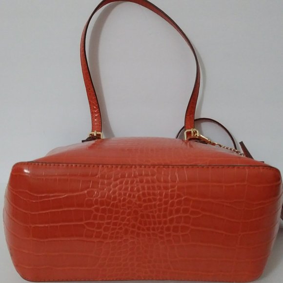 Anne Klein Orange Crocodile Embossed Tote Bag - Picture 5 of 16
